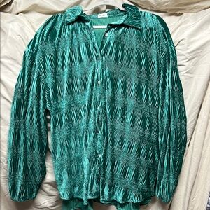 Green Pleated Women's Top